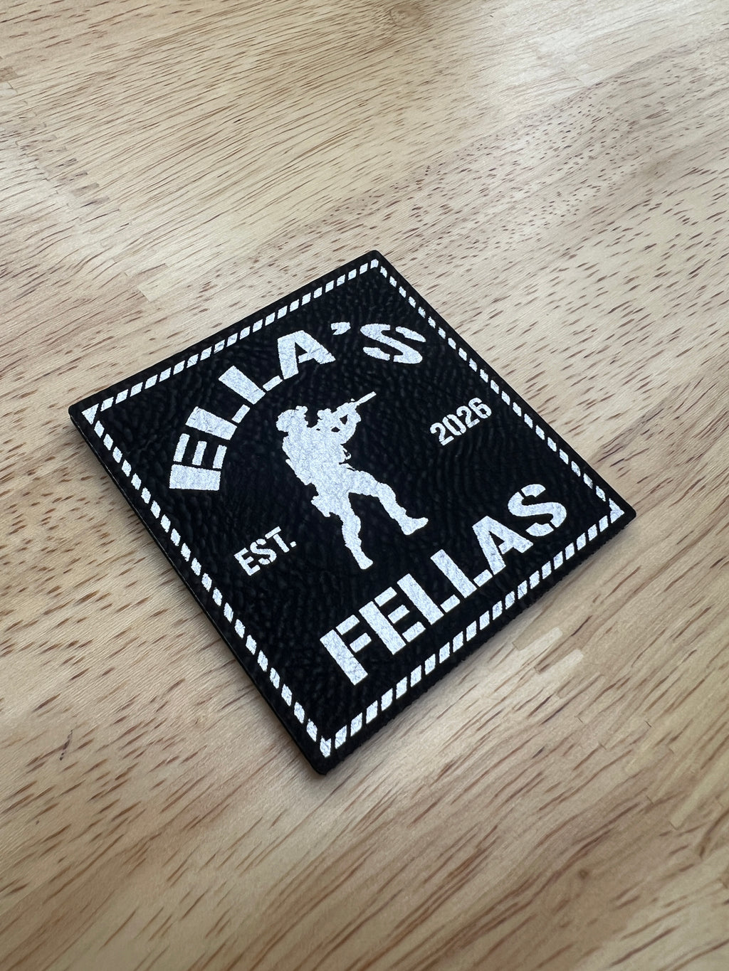 Ellas Fellas Black and Silver Leather Patch 
