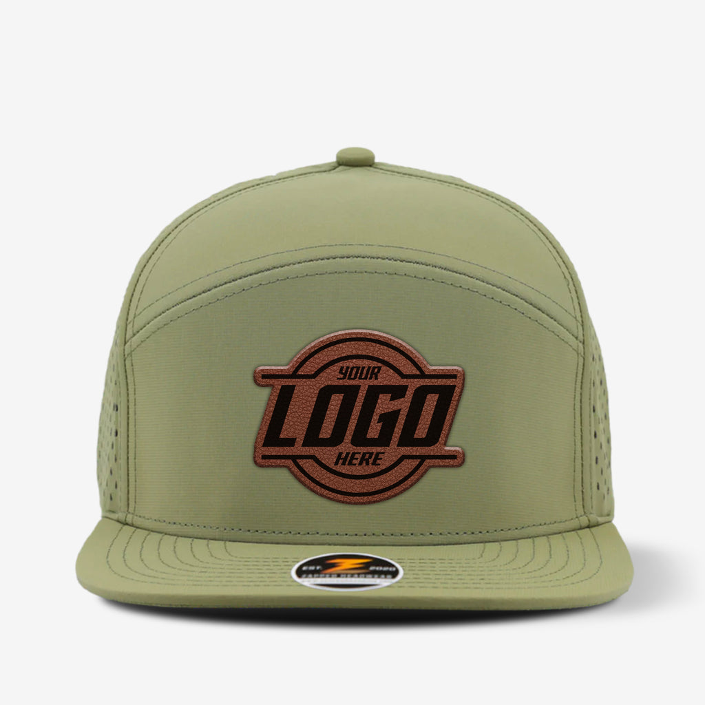 zapped osprey 7-panel hat with custom leather patch on front panel